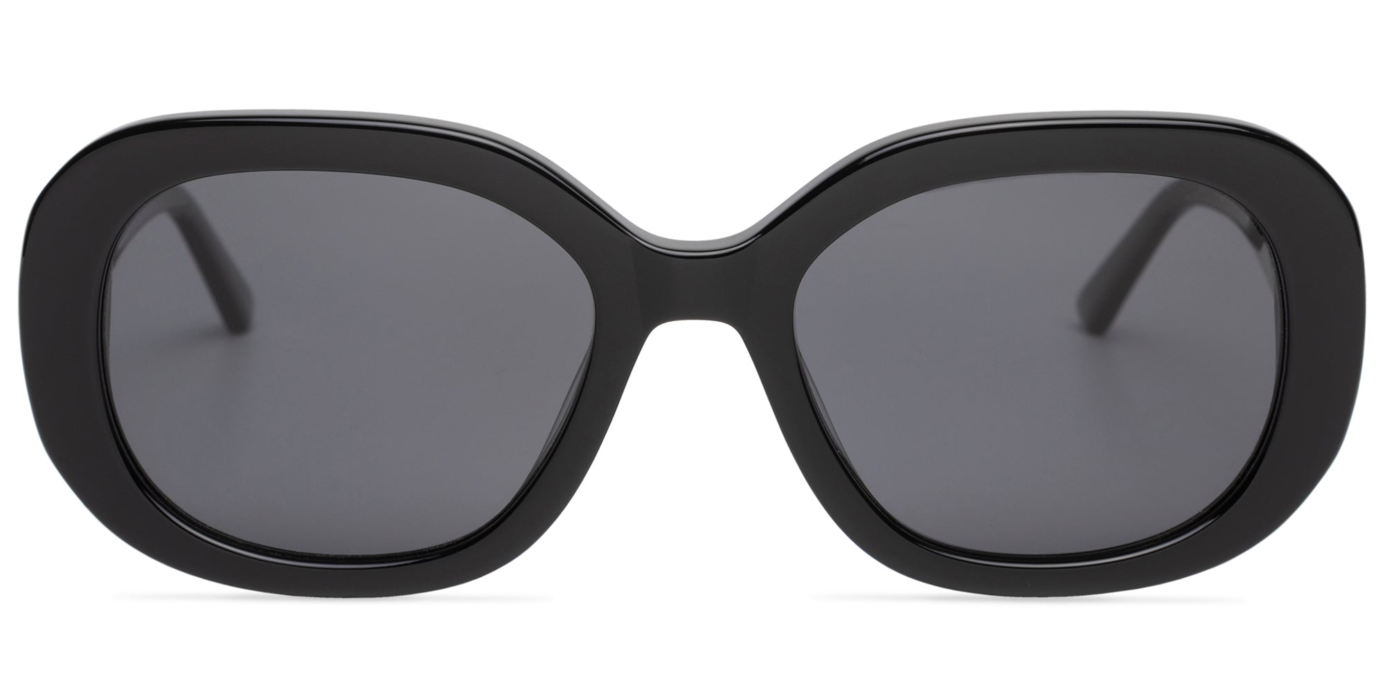Black sunglasses with dark lenses on a white background round frame