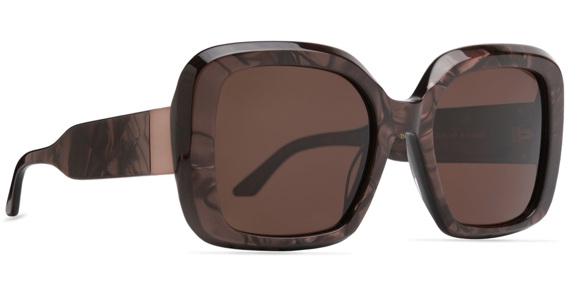 Sunglasses with a brown lens on a white background front side view