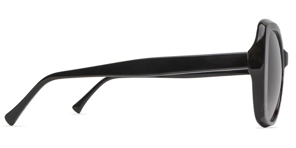 Black sunglasses with a white background side view