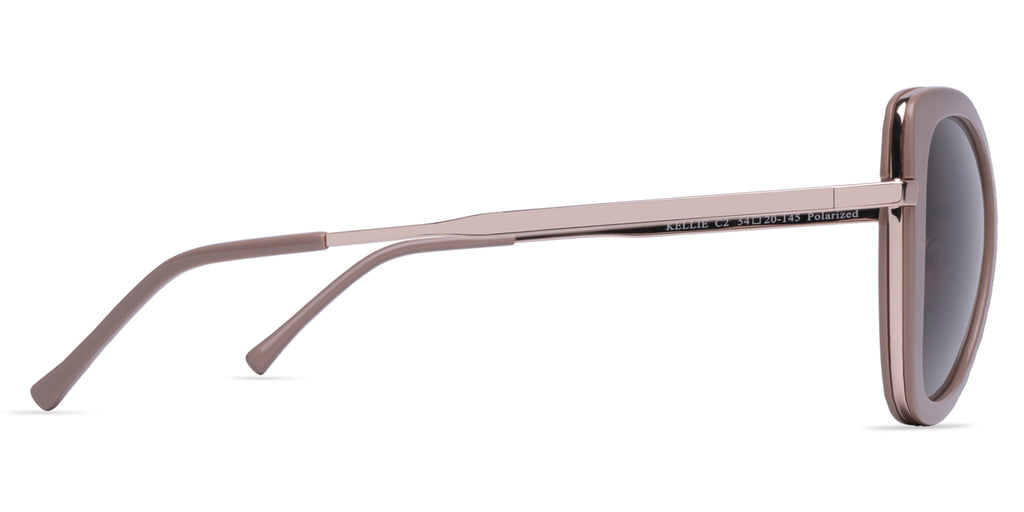 Sunglasses with a metallic frame on a white background side view
