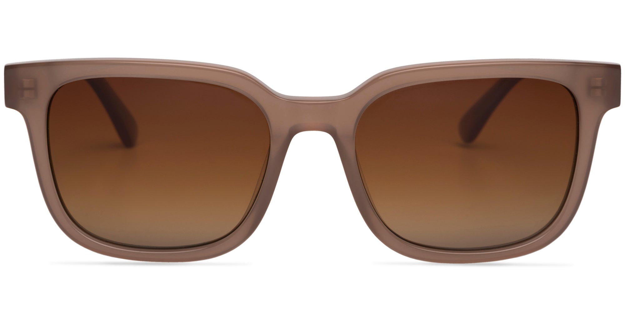 Brownish pink sunglasses with a white background