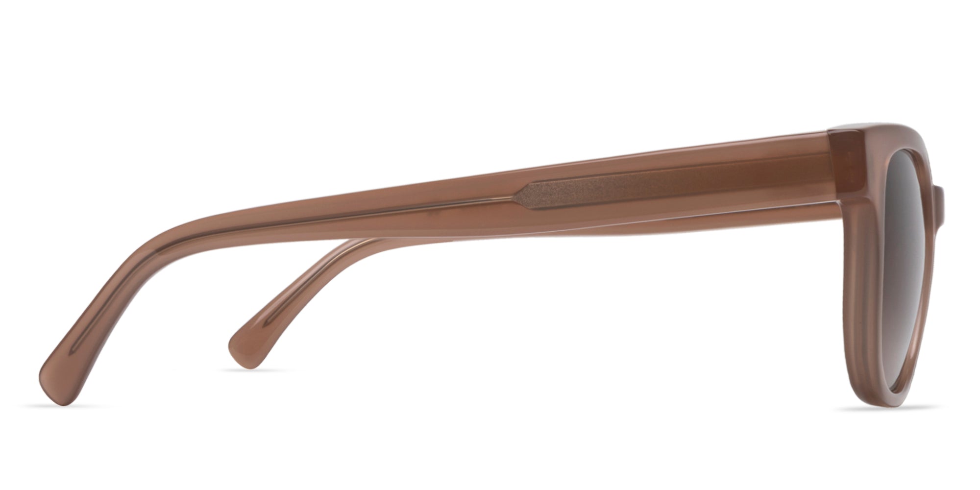 Brown sunglasses with a clear background side view